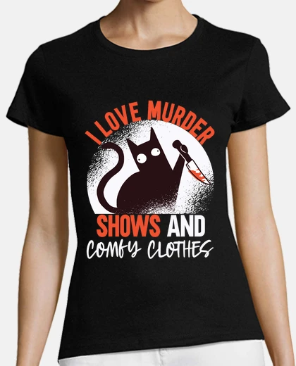 Playera asesinato muestra ropa cómoda gato