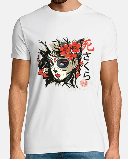 T-shirt Asian Sugar Skull Geisha