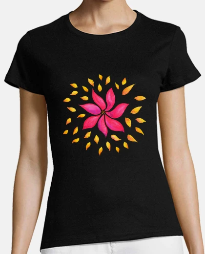 T-shirt astratto capriccioso fiore acquerello rosa