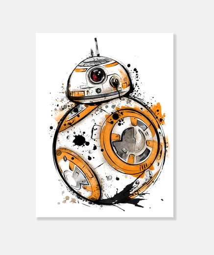Wall astromech droid watercolor