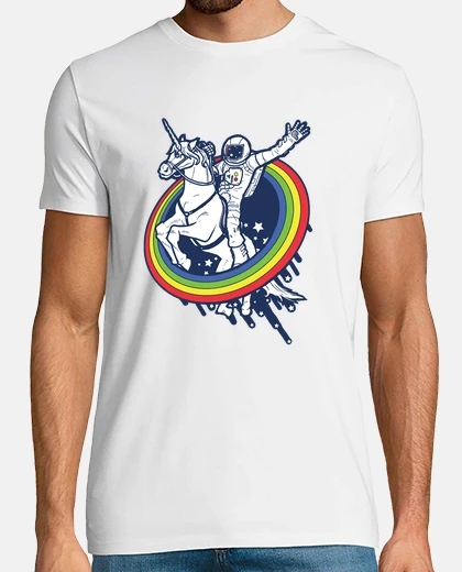 T-shirt astronaut riding a unicorn