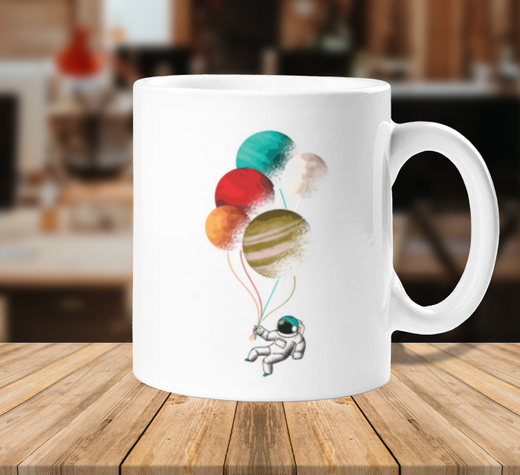 astronaut balloons mug.