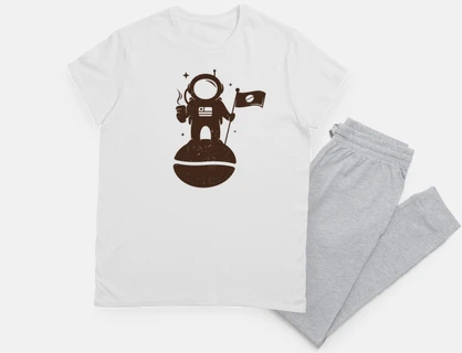 astronaut coffee planet vintage design