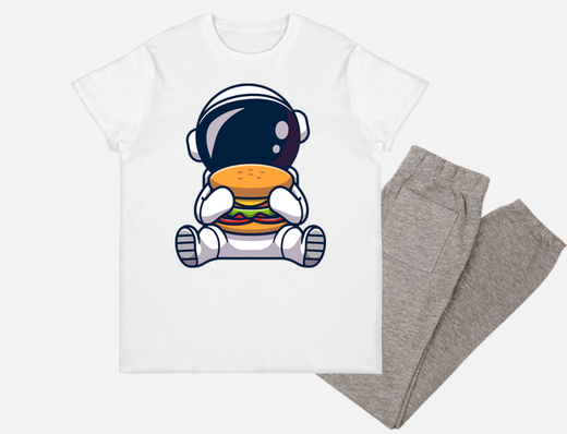 astronaut with a burger