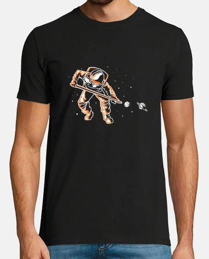 T-shirt astronauta bastone da biliardo divertente giocatore di biliardo