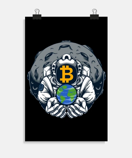 Poster astronauta bitcoin sulla moon