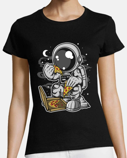 Tee-shirt astronaute 60 mangeant de la pizza