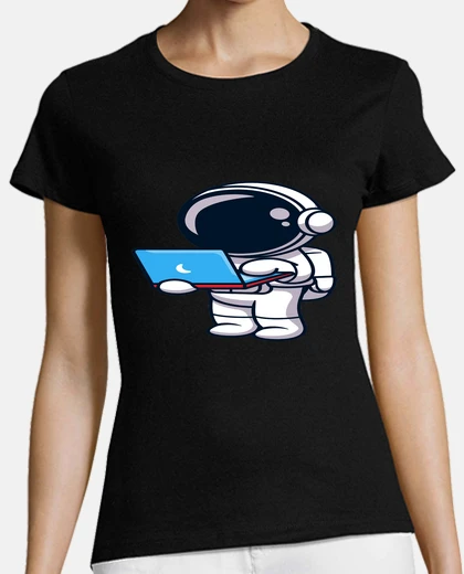Tee-shirt astronaute avec son laptop