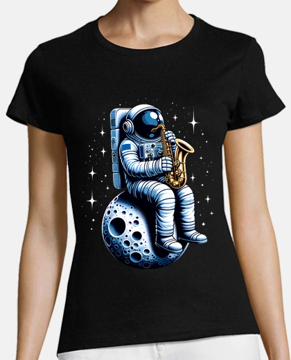 Tee-shirt astronaute saxophoniste musicien saxophone saxophone