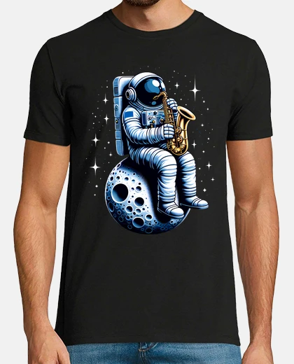 Tee-shirt astronaute saxophoniste musicien saxophone saxophone groupe musique