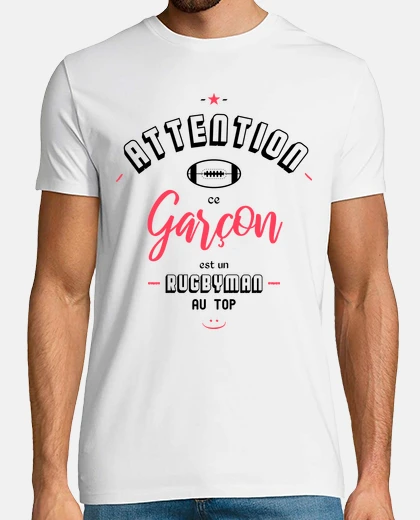 Tee-shirt Attention ce garcon est un rugbyman au