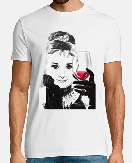Tee-shirt audrey aime le vin rouge -  homme  m / c