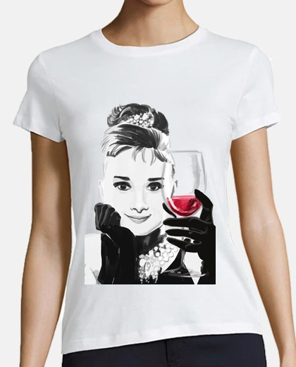 Camiseta Audrey Loves Red Wine - chica M/C