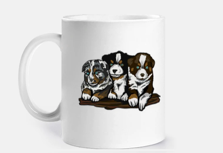 Cup australian shepherd baby mugchiots from a breeder very beautiful creation by artist rare collector