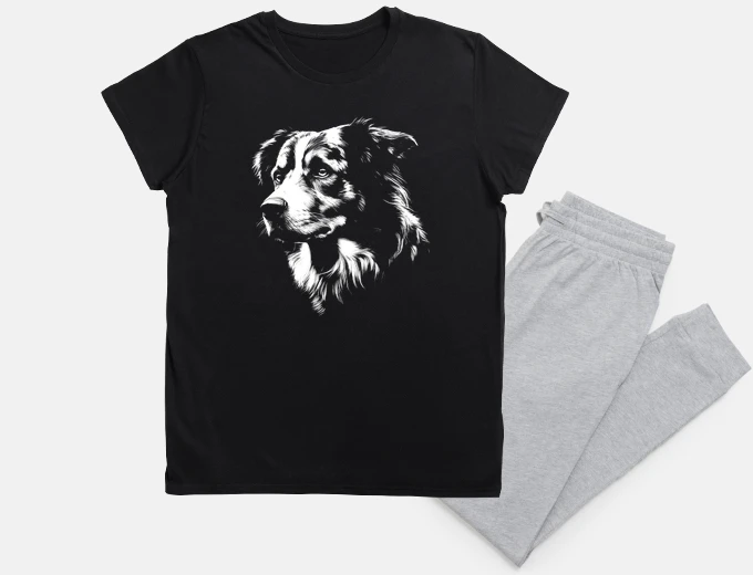 Pyjama australian shepherd realistic drawing dog night sleep