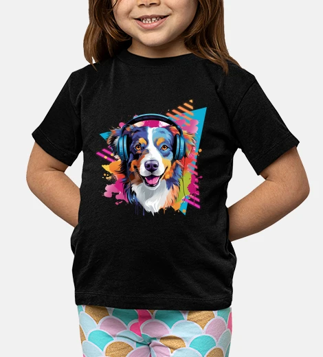 Kids Australian Shepherd with headphones