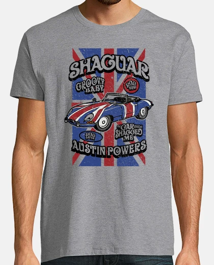 T-shirt auto shaguar austin power inghilterra jaguar cinema classico
