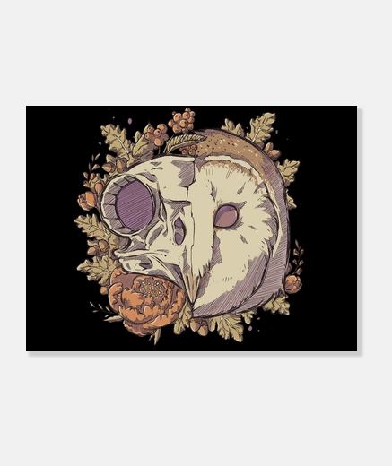 Wall autumn barn owl skull