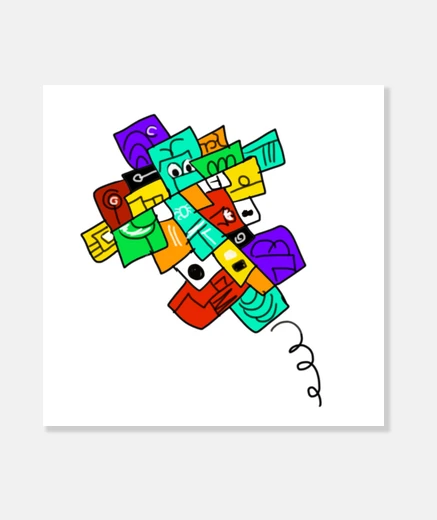 Tableau avion fou. toile carr&eacute;e 1: 1 - (40 x 40 cm)