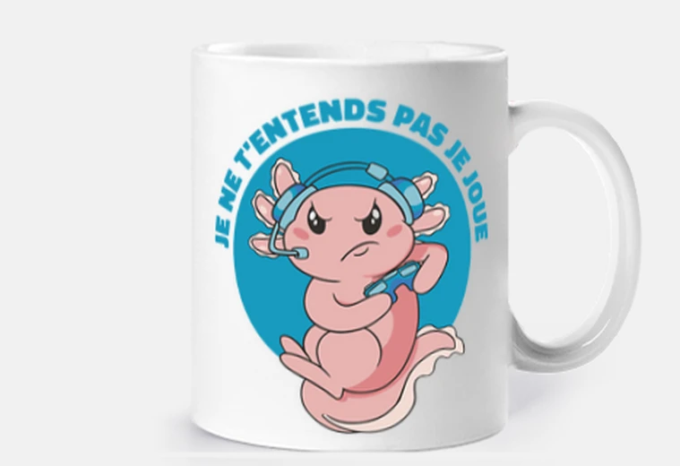 Mug axolotl gamer j peux pas je joue bd dessin animé  tasse personnalisable café thé lait 