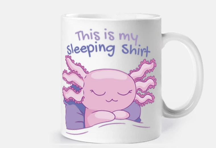 Mug axolotl pyjama pyj polo shirt top bébé tasse thé café croissants lait tisane