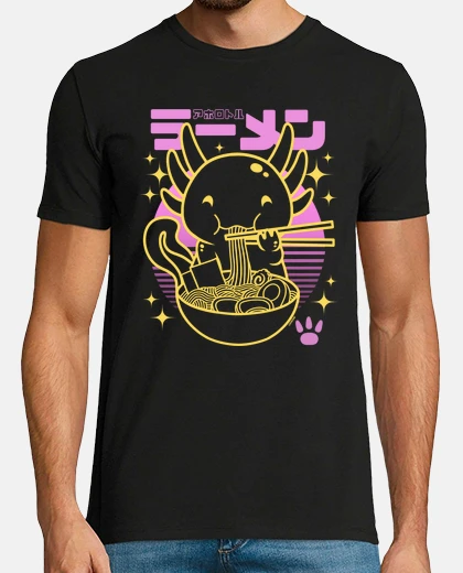 Playera axolotl ramen sunset neon