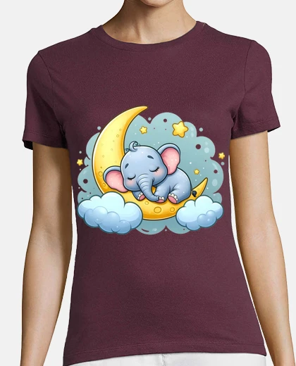 Playera baby elephant sleeping on the moon