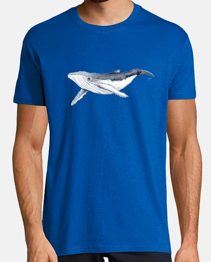 T-shirt baby humpback whale - man, short sleeve, royal blue, extra quality