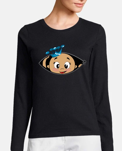T-shirt Baby peeking with blue crown (for fond