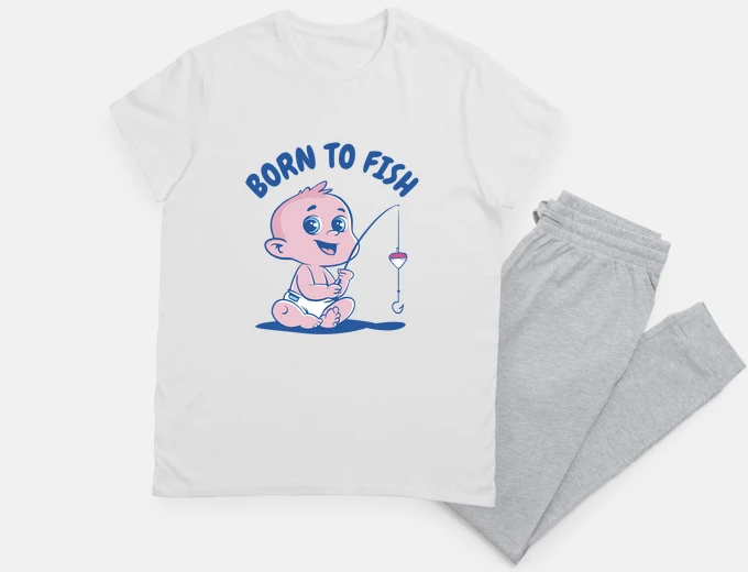 Pyjama baby was born to be an angler, humor,