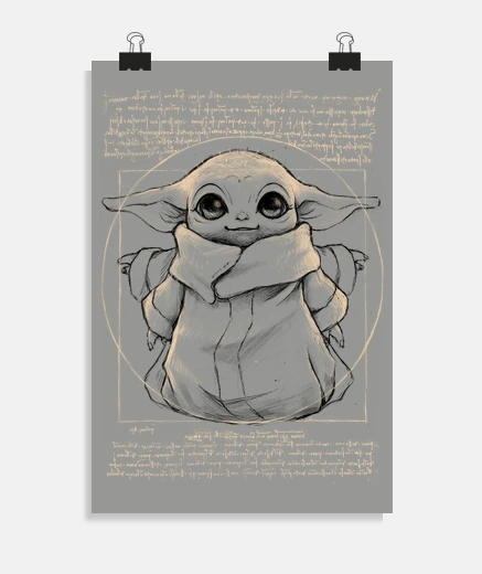 Poster baby yoda cute mandalorian da vinci