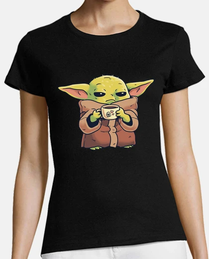 T-shirt baby yoda mandalorian morning coffee