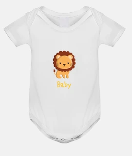 baby bodysuit, lion white