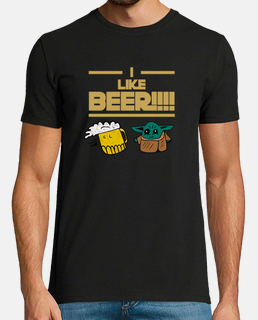 baby yoda i like beer man t- t-shirt