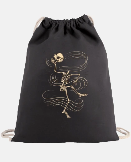 Bag backpack, sarcastic humor, dancing skeleton playing with his t