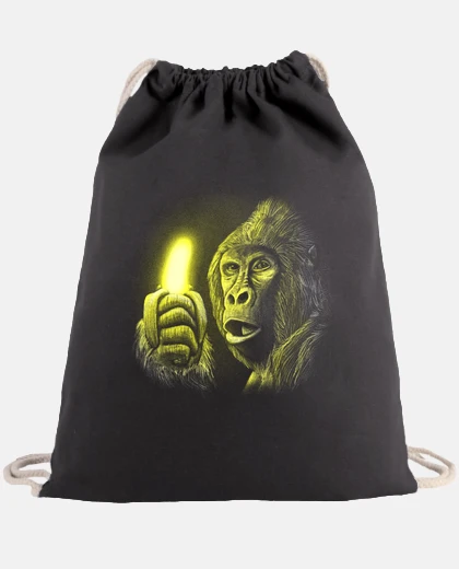 Bag backpack, techno parade, gorilla monkey with a luminous banana