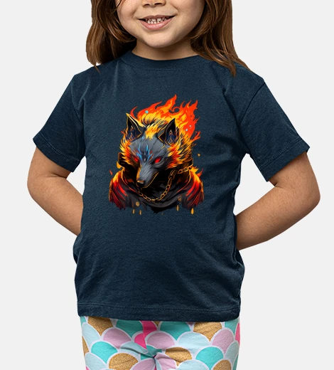Kids badass wolf flames