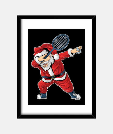 Framed badminton christmas dabbing santa claus