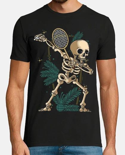 Tee-shirt badminton tamponner squelette halloween