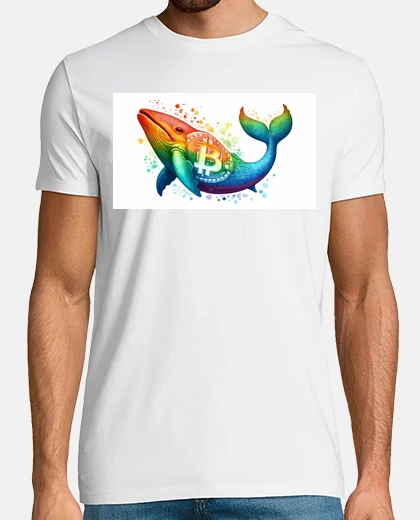 Tee-shirt baleine bitcoin aux tons aquarelles