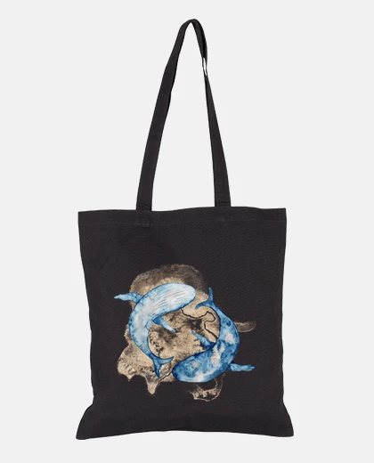 Sac baleines bleues yin yan harmonie danse sac agenda liseuse fourre-tout 