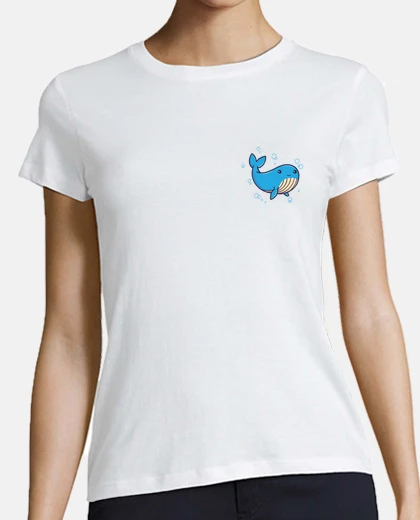 Playera ballena azul libro de dibujos animados niño logo bolsillo como marca moda