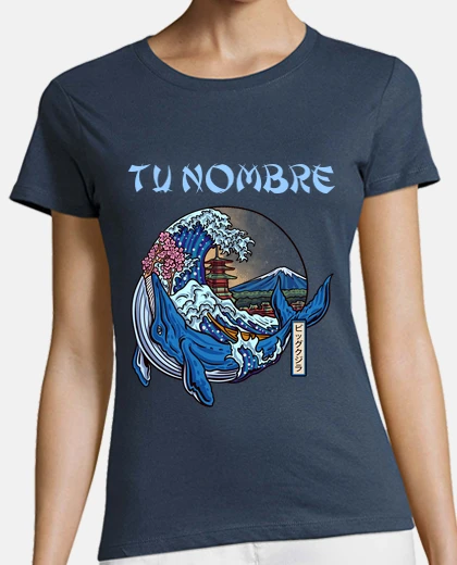 Camiseta Ballena Ola de Kanagawa Japón Personalizado