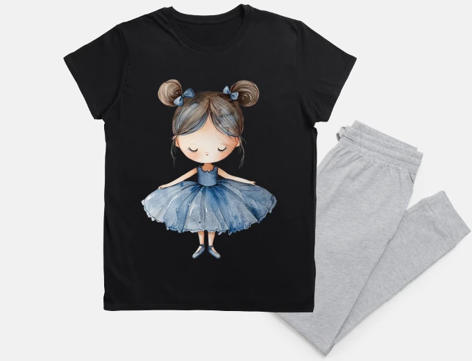 Pyjama ballerine fille en tutu art aquarelle