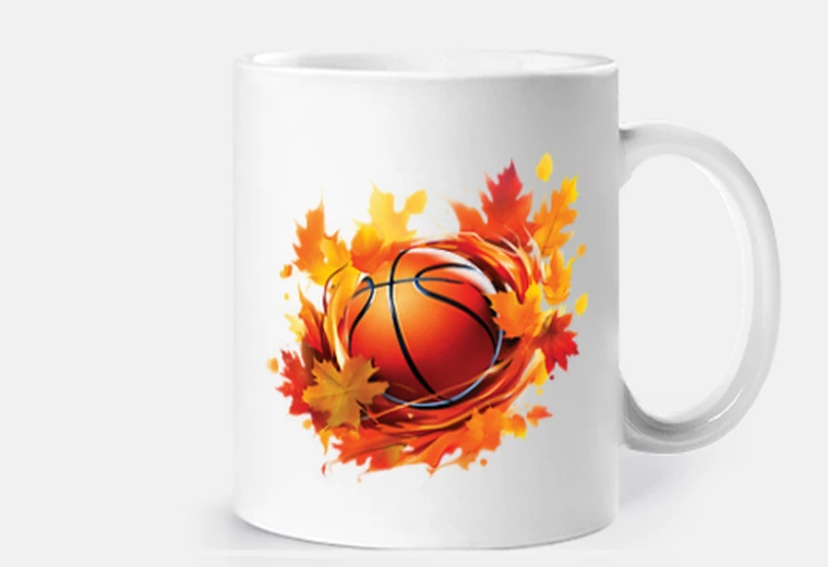 Mug ballon de basket, feuilles d&#39;érable et de chêne