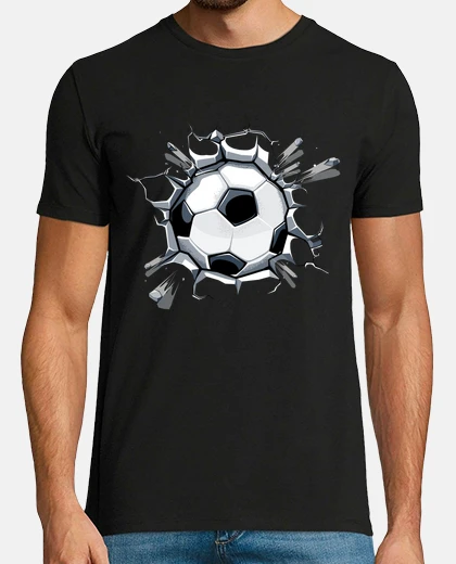 Tee-shirt ballon de football brisant un mur, but, football