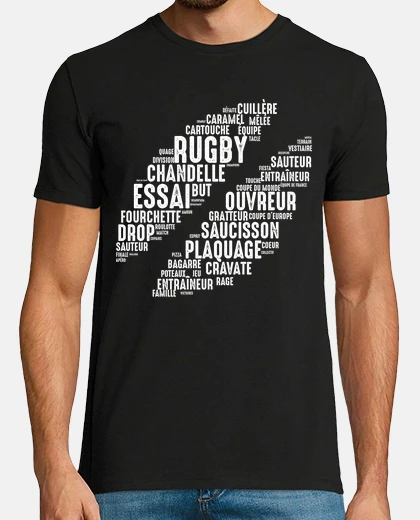 Tee-shirt Ballon de rugby ovale humour rugbyman