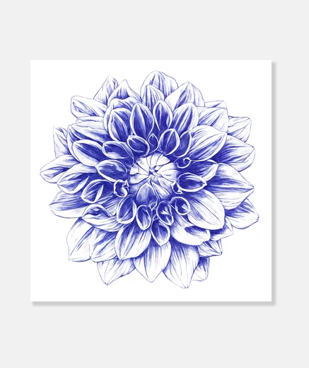 Wall Ballpoint Blue Dahlia