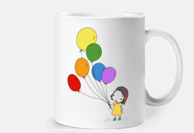Tazza bambina con palloncini, tazza per bambini, personalizzabile