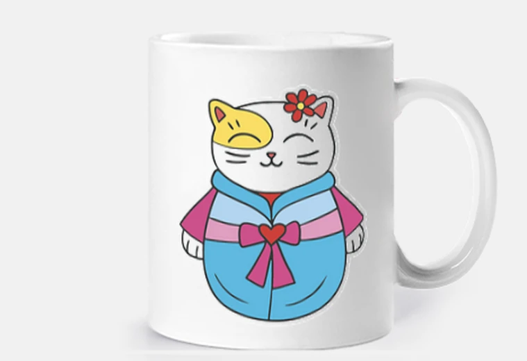 Tazza bambola giapponese maneki-neko fortunata ragazza gatto tazza personalizzabile caffè cerimonia del tè